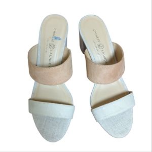Chinese Laundry/Tan/Cream/Block Heel/Sandal/Sz 8.5